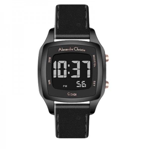 Alexandre Christie AC 9355 Full Black Rosegold Leather LHLIPBARG AC DIGI